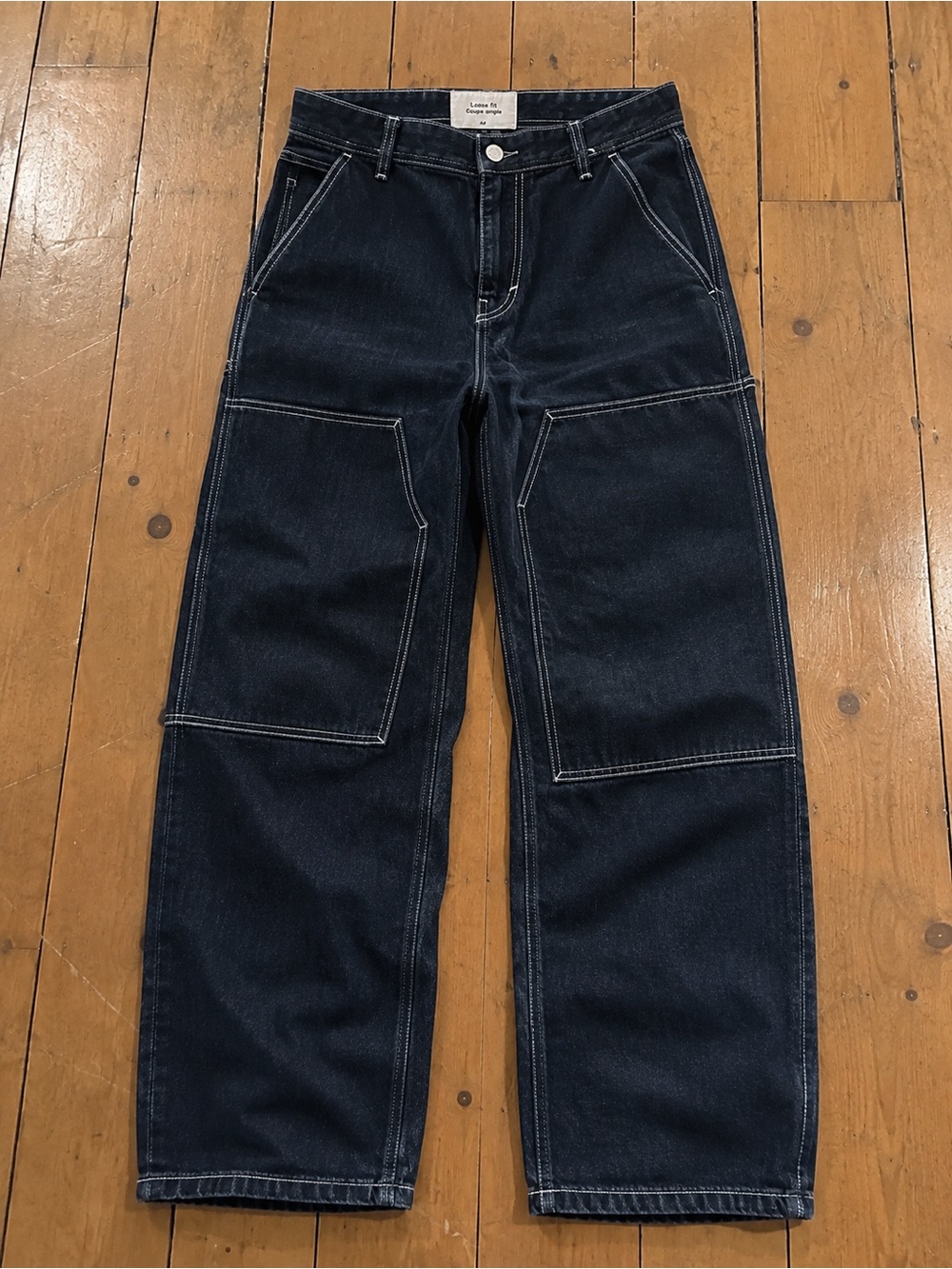 H&M Navy Relaxed Carpenter Jeans with Contrast Stitching